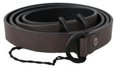 Costume National Brown Leather Skinny Round Buckle Belt -   -  Costume National.